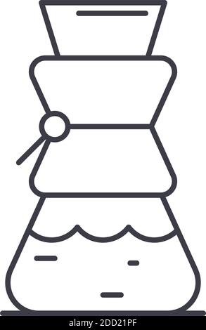 Dripper coffee icon, linear isolated illustration, thin line vector, web design sign, outline concept symbol with editable stroke on white background. Stock Vector
