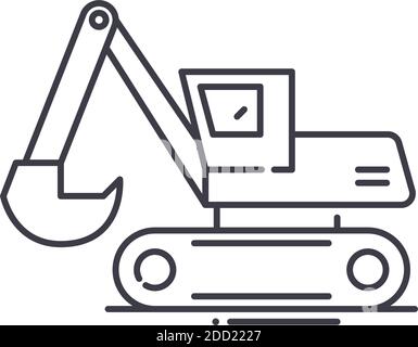 Excavator auger drive icon, linear isolated illustration, thin line vector, web design sign, outline concept symbol with editable stroke on white Stock Vector