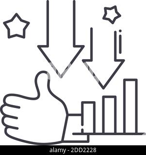 Downtrend icon, linear isolated illustration, thin line vector, web design sign, outline concept symbol with editable stroke on white background. Stock Vector