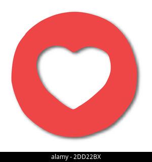 vector illustration heart on red cut paper and shadow isolated on white background Stock Vector