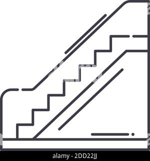 Escalator stairs icon, linear isolated illustration, thin line vector, web design sign, outline concept symbol with editable stroke on white Stock Vector