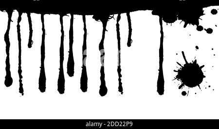 Current paint, stains, ink drops. Paint dripping liquid flows. Flowing liquid. Stencil drops. Paint blots. Flat style vector illustration. Stock Vector