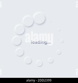 Loading icon symbol on computer. White circles indicating download or upload progress. Web page or site loader process vector illustration. App or pc Stock Vector