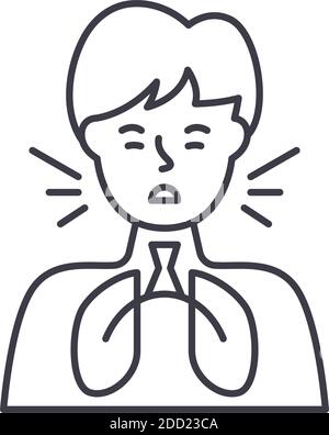 Dyspnea concept icon. Shortness of breath. Asthma inhaler. Respiratory ...