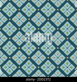 Vector geometric japan diamond pattern. Seamless vector design, simple ornament in green and blue. Cutout 3d abstract design. Perfect for paper projects, fabric and home decor. Stock Vector