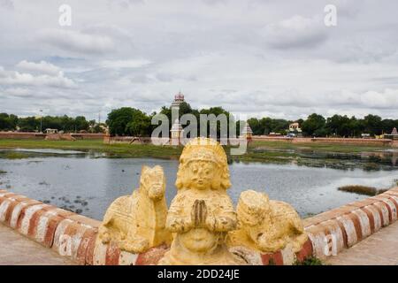 Madurai, India - November 02, 2018: Statue at a corner of Vandiyur Mariamman Temple or Maariamman Kovil Teppakulam premises in Madurai city in Tamil N Stock Photo