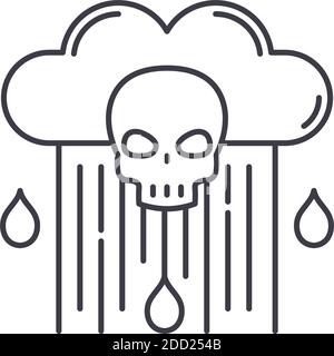 Ecological damage icon, linear isolated illustration, thin line vector, web design sign, outline concept symbol with editable stroke on white Stock Vector