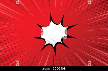 Red comic zoom with lines, dots and white elements - Vector illustration Stock Vector