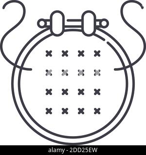 Embroidery hoop icon, linear isolated illustration, thin line vector, web design sign, outline concept symbol with editable stroke on white background Stock Vector
