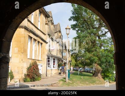 Boutique shops from Market Hall, High Street, Chipping Campden, Gloucestershire, England, United Kingdom Stock Photo