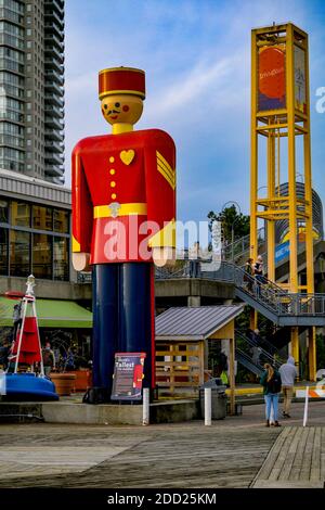 Worlds tallest Tin Soldier, New Westminster Quay, New Westminster, British Columbia, Canada Stock Photo