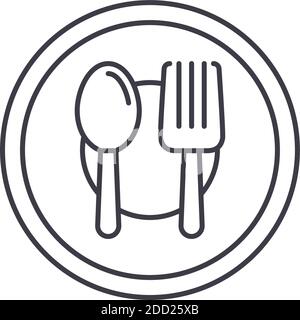 Eating equipment icon, linear isolated illustration, thin line vector, web design sign, outline concept symbol with editable stroke on white Stock Vector