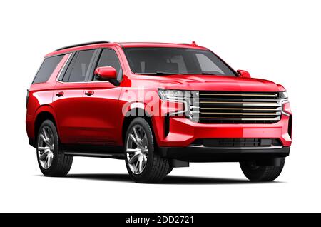 Red suv car isolated on white background Stock Photo