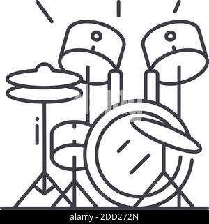 Drums icon, linear isolated illustration, thin line vector, web design sign, outline concept symbol with editable stroke on white background. Stock Vector