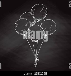 Inflatable balls on a string. Vector illustration in sketch style Stock Vector