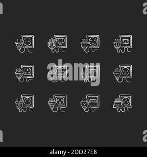 Sockets black glyph icons set on white space Stock Vector