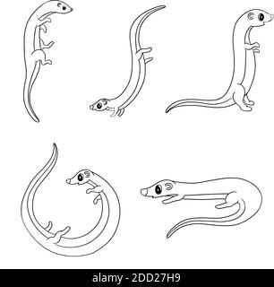 Cute Cartoon Otter Ferret Illustration Collection in Vector Stock Vector