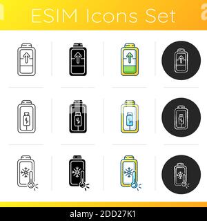 Battery problems icons set Stock Vector