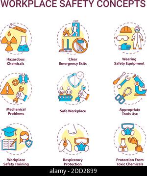 Workplace safety concept icons set Stock Vector