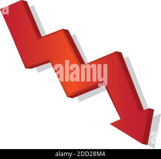 Isolated down symbol red in white background financial icon- Vector Stock Vector