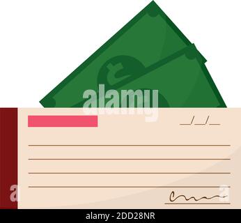 Isolated check money in white background financial icon- Vector Stock Vector