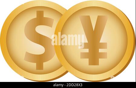 Isolated dollar yen coins in white background financial icon- Vector Stock Vector