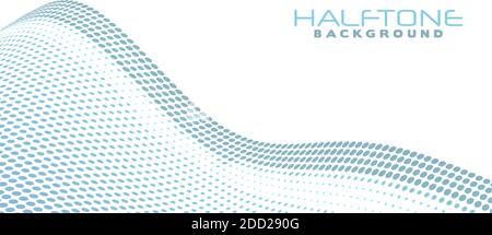 Abstract dotted wavy surface with halftone effect. Vector graphics pattern Stock Vector