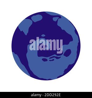 Planet sphere cartoon vector illustration. Spherical blue planet with illuminated surface with relief isolated on background Stock Vector