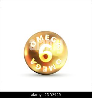 Bright glossy icon of omega 6 isolated on white Stock Vector