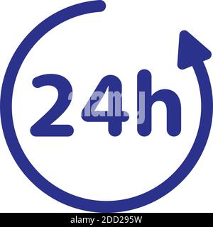 Isolated 24 hours shop online digital marketing colorful icon in white background- Vector Stock Vector