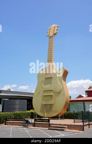 The Big Golden Guitar landmark and tourist attraction in Australia's home of country music, Tamworth, New South Wales. Stock Photo