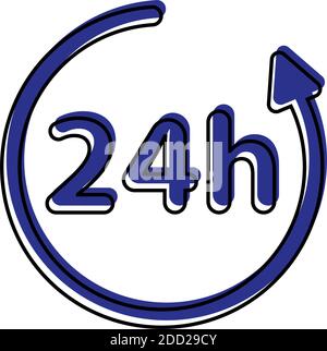 Isolated 24 hours shop online digital marketing colorful icon in white background- Vector Stock Vector
