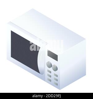 Microwave isometric icon isolated on white background. Vector illustration of kitchen equipment Stock Vector