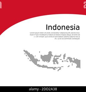Cover, banner in national colors of Indonesia. Abstract waving flag and mosaic map of indonesia. Creative background for patriotic holiday card design Stock Vector