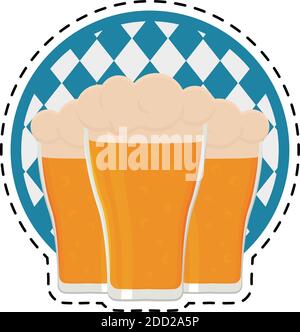 Beers oktoberfest german celebration Sticker icon- Vector Stock Vector