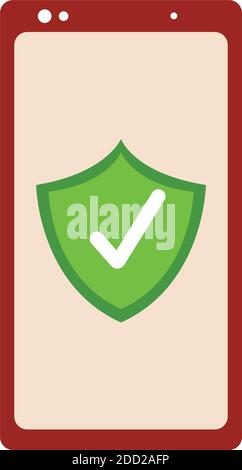 Isolated protect phone online digital marketing colorful icon in white background- Vector Stock Vector