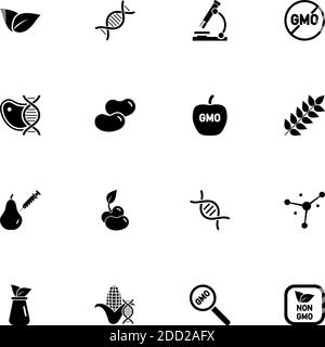 Gmo icon - Expand to any size - Change to any colour. Perfect Flat Vector Contains such Icons as apple, spike wheat, broad beans, dna corn, sprout, pe Stock Vector