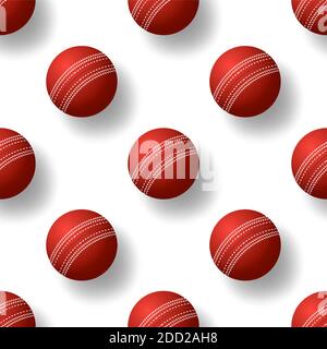 Cricket ball seamless pettern vector illustration. realistic cricket ball seamless pattern design Stock Vector