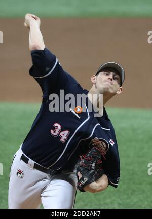 Doosan Bears' Christopher Flexen pitches against NC Dinos