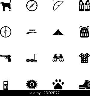 Hunting icon - Expand to any size - Change to any colour. Perfect Flat Vector Contains such Icons as gun, animal footprint, knife, backpack, boot, unl Stock Vector