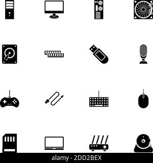 Hardware icon - Expand to any size - Change to any colour. Perfect Flat Vector Contains such Icons as usb flash, gamer joystick, monitor, router, hdd, Stock Vector