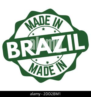 Made in Brazil label or sticker on white background, vector illustration Stock Vector