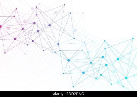 Geometric abstract background with connected line and dots. Structure molecule and communication. Big Data Visualization. Medical, technology, science Stock Vector