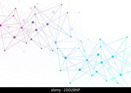Geometric abstract background with connected line and dots. Structure molecule and communication. Big Data Visualization. Medical, technology, science Stock Vector
