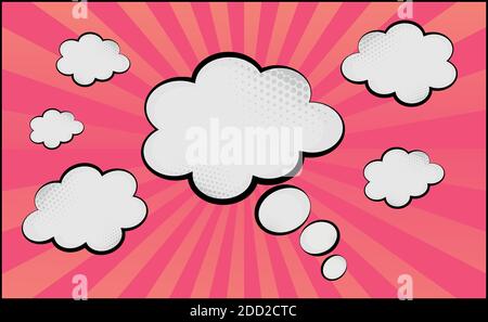 Red comic zoom with lines, dots and elements - Vector illustration Stock Vector