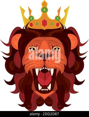 head of lion king with crown colorful icon vector illustration design Stock Vector