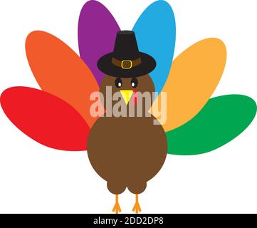 vector illustration of a cute Thanksgiving turkey. Stock Vector
