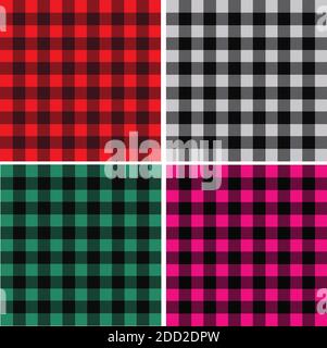 vector illustration of a buffalo plaid set. Stock Vector