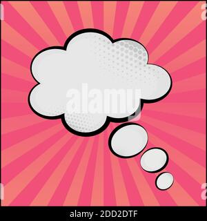 Red comic zoom with lines, dots and elements - Vector illustration Stock Vector