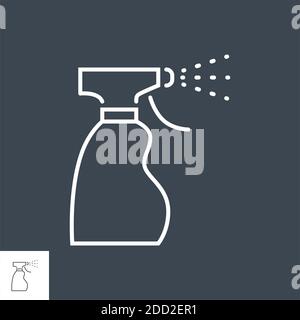 Medical spray disinfect related vector thin line icon. Stock Vector